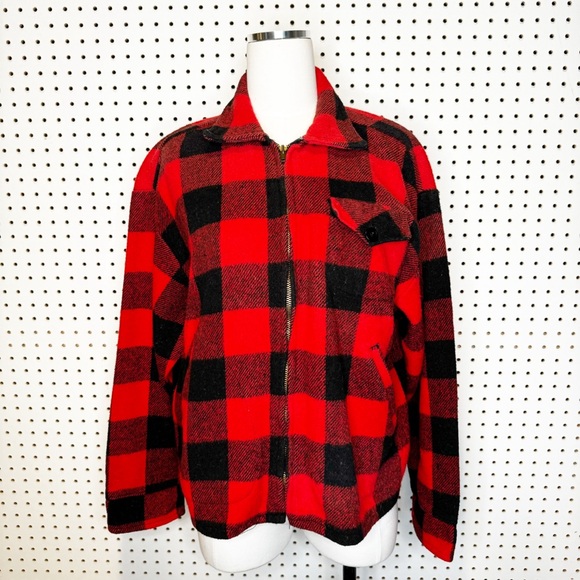 Vintage | Buffalo Plaid Short Cropped Silhouette Wool Jacket - Picture 1 of 9